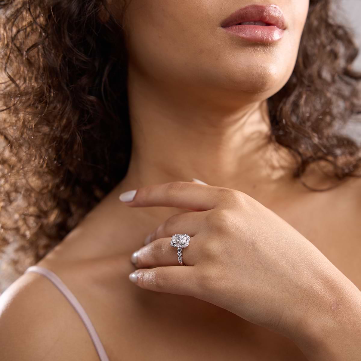 Additional Image 2 for  2 1/4 ctw Radiant Lab Grown Diamond Graduated Halo Engagement Ring